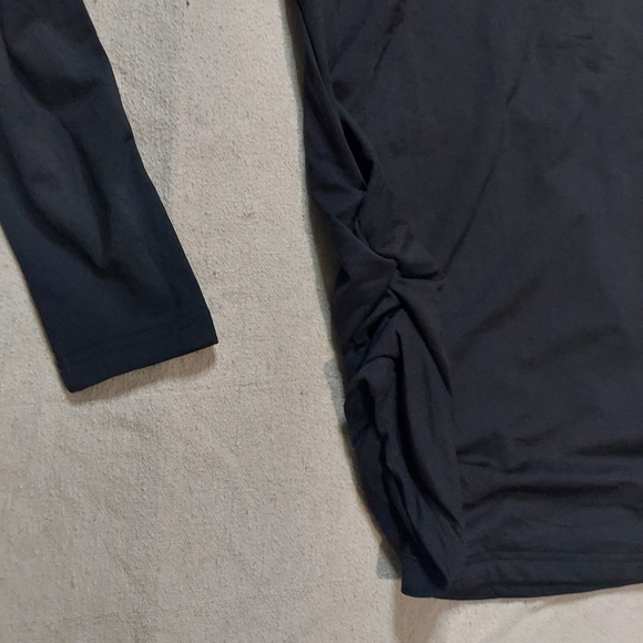 Ekouaur black henley long sleeve top w side ruching soft comfortable NEW large - Picture 2 of 10